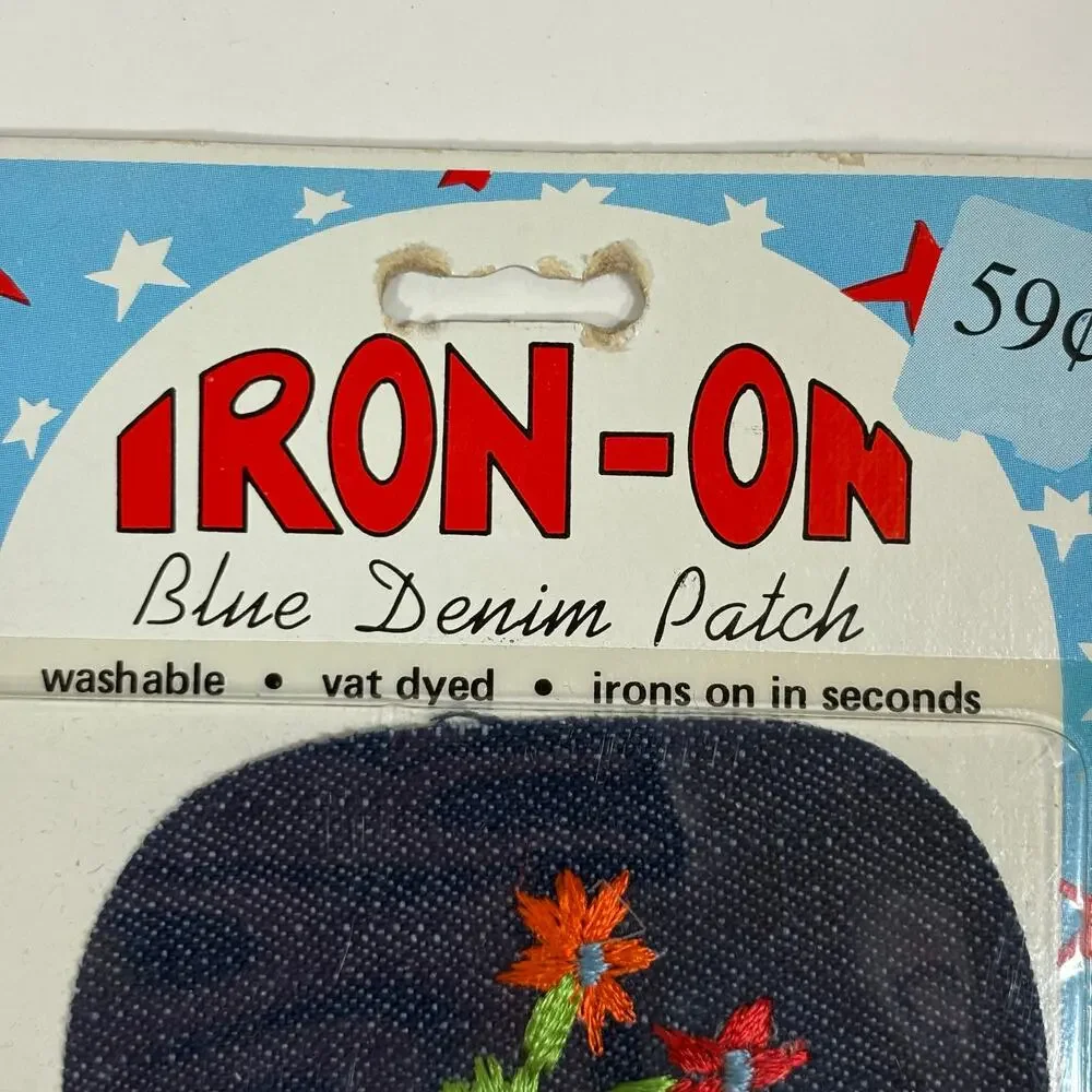 Mushroom Denim Patch 70s Iron-On Embroidered USA New Flower Retro Hippie